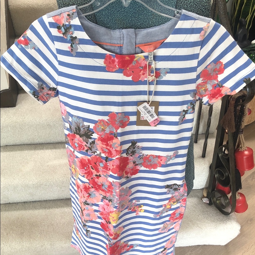 JOULES floral and striped zip up dress NWT